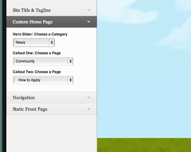 Example of custom category drop down control